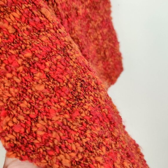Eskandar Marled Space Dye Red Orange Waterfall Cardigan One Size - Picture 4 of 9